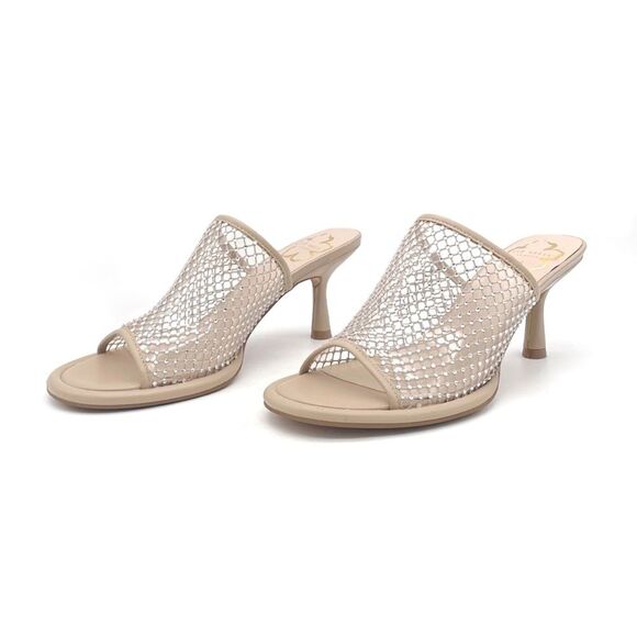 Ted Baker Celya Crystal Mesh Heeled Mules Sandals Nude Tan Size EU 39 US 8.5 - Picture 16 of 16
